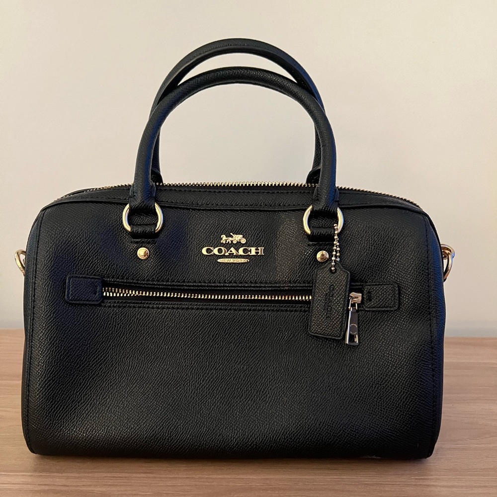 Coach F79946 Black Leather Rowan Satchel Purse
